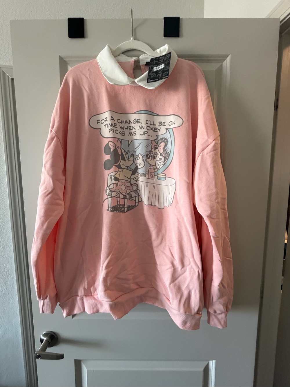 Pink Minnie Mouse Collared Sweatshirt - Women's Sweater